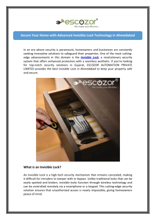 Best Invisible Lock in Ahmedabad for Secure Homes