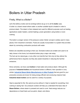 Boilers in Uttar Pradesh