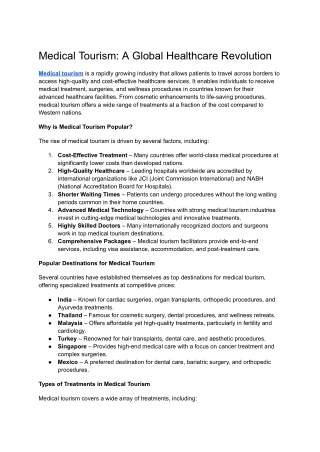 Medical Tourism_ A Global Healthcare Revolution