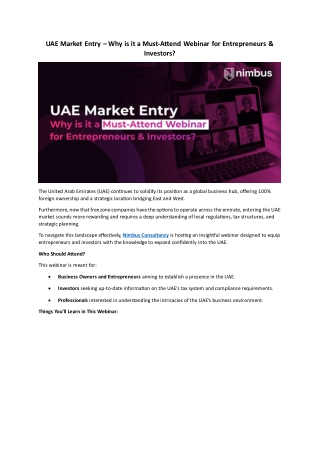 UAE Market Entry - Nimbus