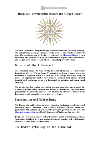 Illuminati Unveiling the History and Alleged Power
