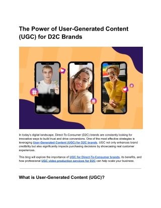 How User-Generated Content (UGC) Can Transform D2C Brands | UGC Video Production
