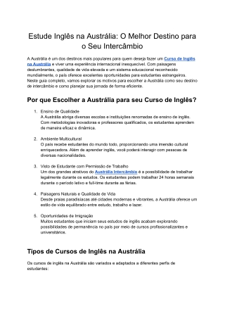 Intercâmbio Austrália – Estude e Trabalhe no Melhor Destino