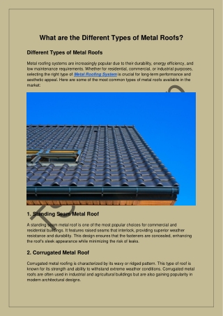 What are the Different Types of Metal Roofs