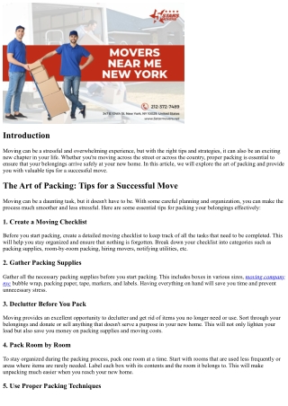 The Art of Packing: Tips for a Successful Move