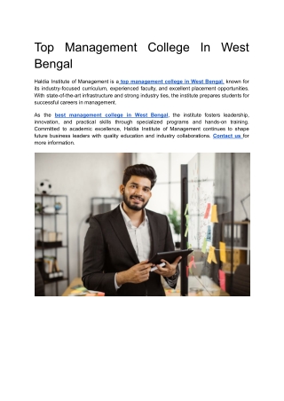 Top Management College In West Bengal