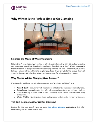 Why Winter is the Perfect Time to Go Glamping