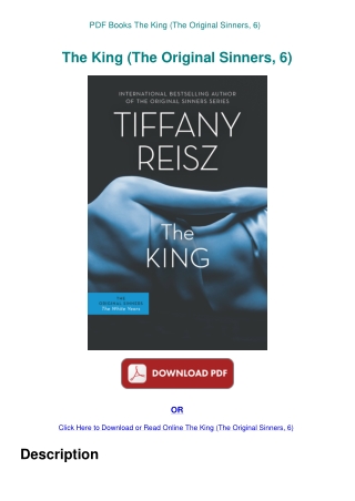 PDF Books The King (The Original Sinners  6)