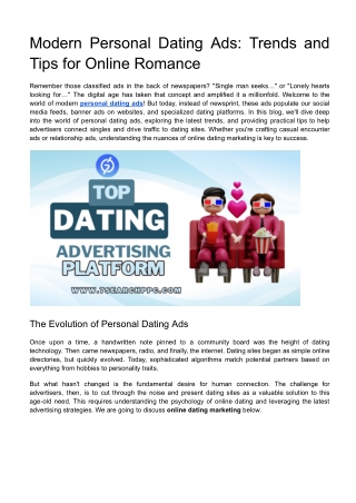 Modern Personal Dating Ads: Trends and Tips for Online Romance