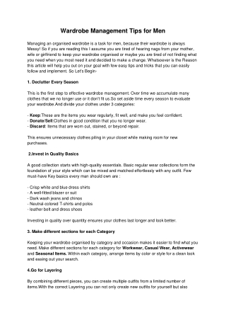 Wardrobe Management Tips for Men_