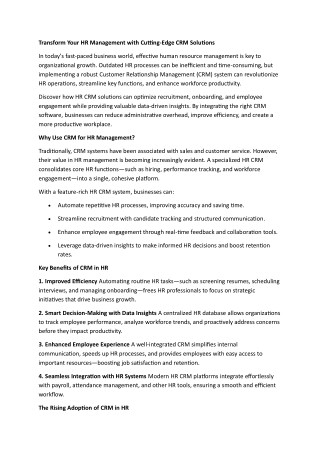Transform Your HR Management with Cutting-Edge CRM Solutions