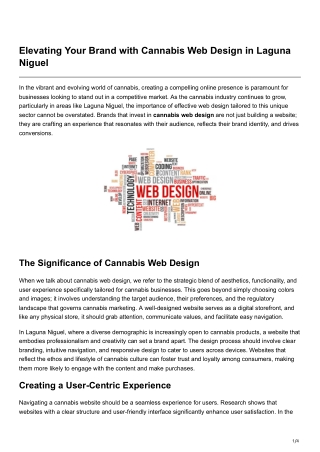 Elevating Your Brand with Cannabis Web Design in Laguna Niguel