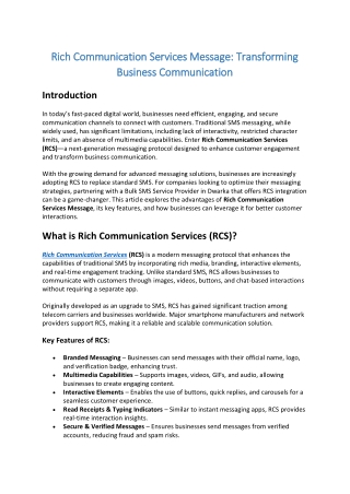 Rich Communication Services Message