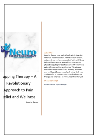 Cupping Therapy – A Revolutionary Approach to Pain Relie
