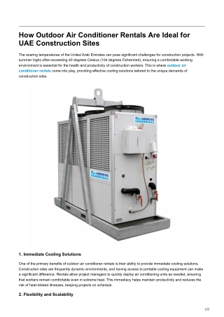 How Outdoor Air Conditioner Rentals Are Ideal for UAE Construction Sites