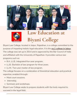Jaipur's Biyani Law Institute: Cultivating Future Legal Professionals