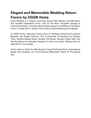 Elegant and Memorable Wedding Return Favors by OGGN Home