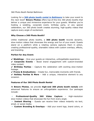 360 Photo Booth Rental Baltimore