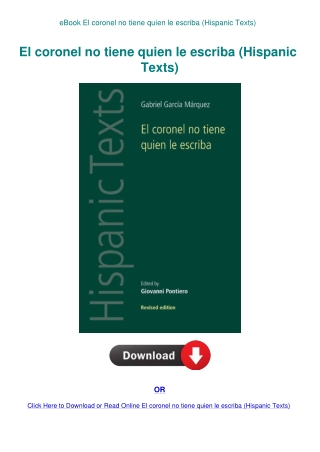 eBook El coronel no tiene quien le escriba (Hispanic Texts)