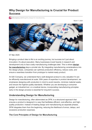 Why Design for Manufacturing is Crucial for Product Success