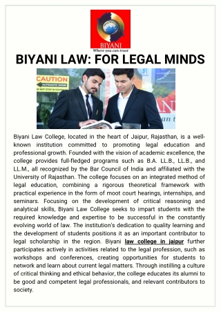 Biyani Law: Providing Quality Legal Education and Career Preparation