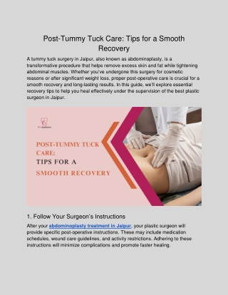Post-Tummy Tuck Care: Tips for a Smooth Recovery