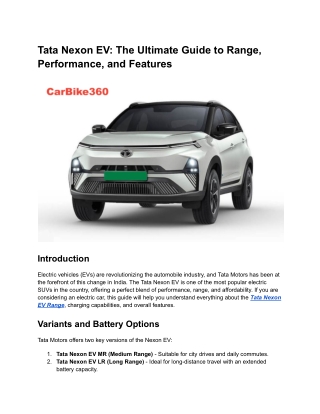 Tata Nexon EV_ The Ultimate Guide to Range, Performance, and Features
