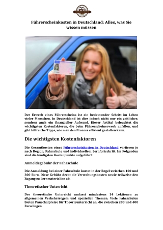 Führerscheinkosten in Deutschland Alles, was Sie wissen müssen