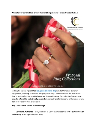 Where to Buy Certified Lab-Grown Diamond Rings in India – Shop at CarbonCube.in