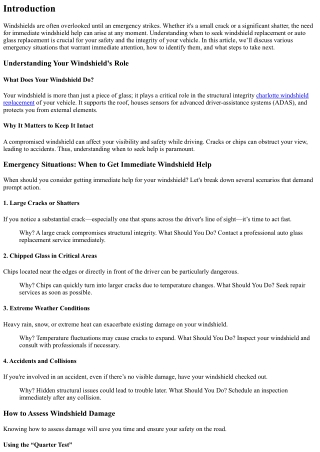 Emergency Situations: When to Get Immediate Windshield Help