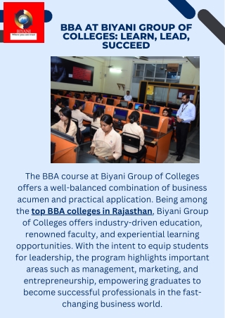 BBA at Biyani Group of Colleges: Step into the World of Business