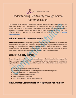 Understanding Pet Anxiety Through Animal Communication: How to Help Your Anxious
