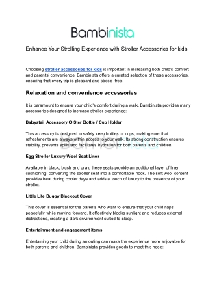 Enhance Your Strolling Experience with Stroller Accessories for kids