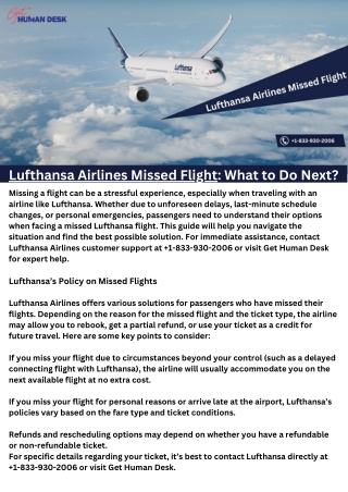 Lufthansa Airlines Missed Flight