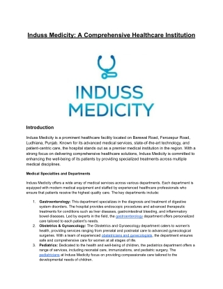 Induss Medicity_ A Comprehensive Healthcare Institution
