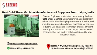 Best Cold Shear Machine Manufacturers & Suppliers from Jaipur, India