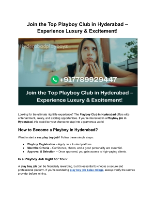 Join the Top Playboy Club in Hyderabad – Experience Luxury & Excitement