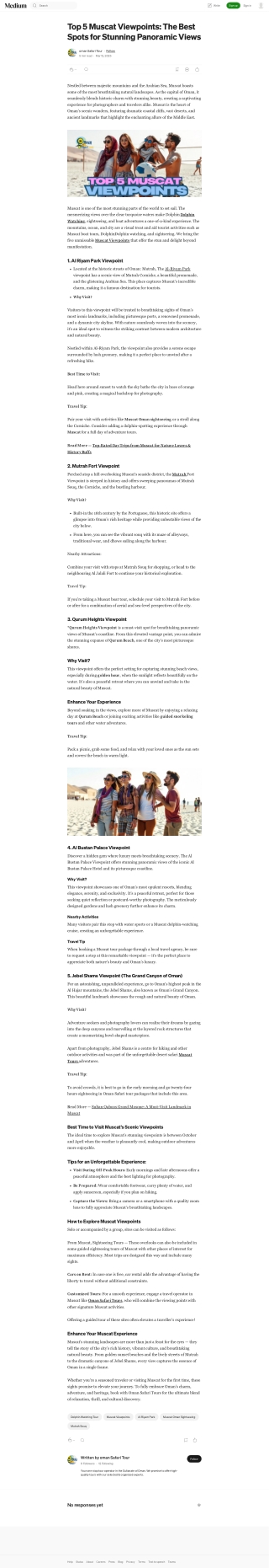 Top 5 Muscat Viewpoints: The Best  Spots for Stunning Panoramic View