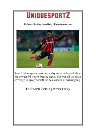 Us Sports Betting News Daily | Uniquesportz.com