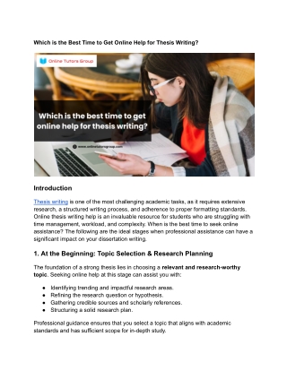Which is the Best Time to Get Online Help for Thesis Writing