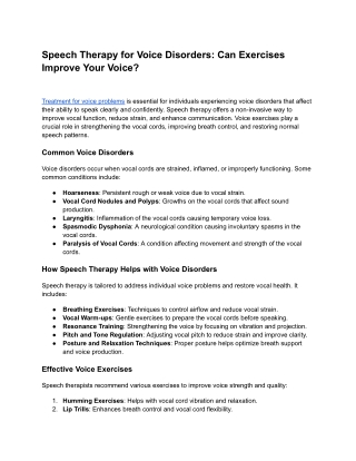 Speech Therapy for Voice Disorders_ Can Exercises Improve Your Voice