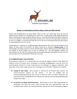 Skulptur av shetlandsponny förenar elegans styrka och tidlös skönhet