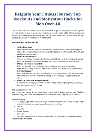Reignite Your Fitness Journey Top Workouts and Motivation Hacks for Men Over 40