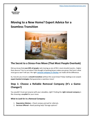 Moving to a New Home? Expert Advice for a Seamless Transition