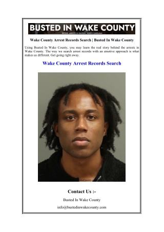 Wake County Arrest Records Search | Busted In Wake County