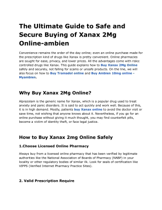 The Ultimate Guide to Safe and Secure Buying of Xanax 2Mg Online-ambien