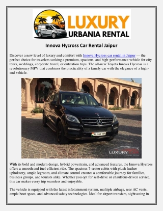 Innova Hycross Car Rental Jaipur