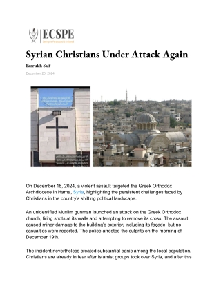 Syrian Christians Under Attack Again