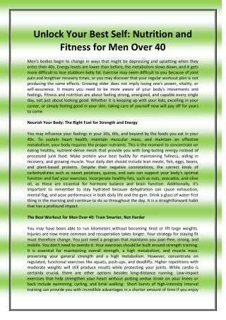 Unlock Your Best Self Nutrition and Fitness for Men Over 40