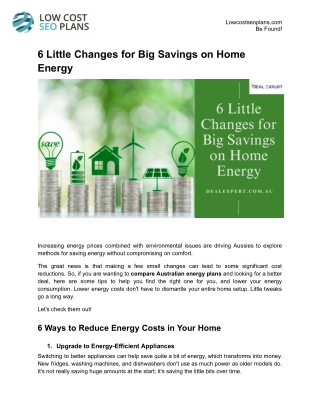 6 Little Changes for Big Savings on Home Energy